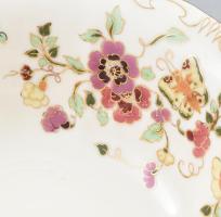 Zsolnay pillangó mintás köretes tál, jelzéssel, hibátlan, d: 25 cm, m: 7,5 cm