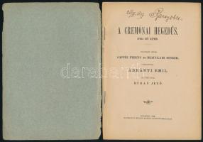 1894 A cremónai hegedűs. Opera két képben. Szövegét írták: Coppée Ferenc és Beauclair Henrik. Ford.:...