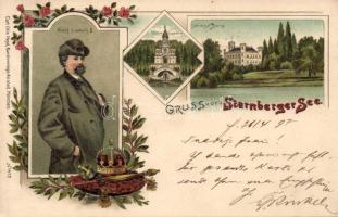 1897 Starnberger See King Ludwig II. Litho