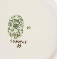 Zsolnay virágmintás ékszertartó tálka, jelzéssel, hibátlan, d:12 cm