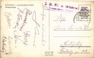 1943 Budapest XIV. Városliget, Hungária Park (Angol Park), Kutassy étterem terasza + "M. kir. 2...