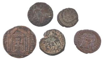 Római Birodalom 5db-os bronz érmetétel T:VF,F Roman Empire 5pcs bronze coin lot C:VF,F