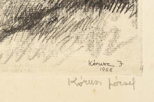 Kórusz József (1927-2010): Balaton. Rézkarc, papír, jelzett, lapszéli kisebb szakadásokkal és apró f...