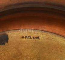 Rézlemez ételmelegítő szett, állítható, jelzéssel, kopással, d: 21,5 cm, m: 22 cm