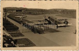 1938 Wien, Vienna Bécs XXI. Flughafen / airport, Nazi aircraft with swastika (EK) + "1938 Ein Volk, Ein Reich, Ein Führer Wien" So. Stpl