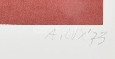 Lux Antal (1935-): Felhők között, 1973. Színes szitanyomat, papír. Jelzett, számozott (2/20). 31x42 ...