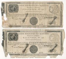 Franciaország / Rouen 1797-1803. 20Fr "annulé (érvénytelen)" felülbélyegzéssel (2x) T:G France / Rouen 1797-1803. 20 Francs "annulé (cancelled)" (2x) C:G Krause P#S245a