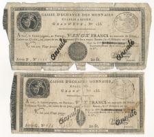 Franciaország / Rouen 1797-1803. 20Fr "annulé (érvénytelen)" felülbélyegzéssel (2x) T:G France / Rouen 1797-1803. 20 Francs "annulé (cancelled)" (2x) C:G Krause P#S245a
