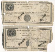 Franciaország 1797-1803. Rouen 20Fr "annulé (érvénytelen)" felülbélyegzéssel (2x) T:G France 1797-1803. Rouen 20 Francs "annulé (cancelled)" (2x) C:G Krause P#S245a