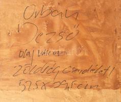 Jelzés nélkül, XX. sz. eleje: Csendélet zöldségekkel. Olaj, vászon, kartonra kasírozva. Hátoldalán O...