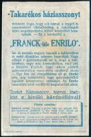 Franck kávé kétoldalas reklámlap. 11x17,5 cm