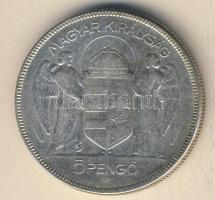 1930. 5P Ag "Horthy jobbra" T:3 kis ph
