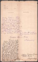 1877 Greguss Ágost (1825-1882) bölcseleti doktor, egyetemi tanár, esztéta, az MTA tag, a Kisfaludy Társaság másodelnökének saját kézzel írt bírálata Engelmann Gusztáv (Kassai Gusztáv, 1843-1909) bölcseleti doktor doktori értekezésére, saját kezű aláírásával, valamint a lap alján ismeretlen személy értesítése ugyanezen ügyben.