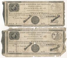 Franciaország / Rouen 1797-1803. 20Fr "annulé (érvénytelen)" felülbélyegzéssel (2x) T:G France / Rouen 1797-1803. 20 Francs "annulé (cancelled)" (2x) C:G Krause P#S245a