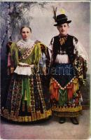 1915 Mezőkövesdi népviselet: leány és legény / Hungarian folklore