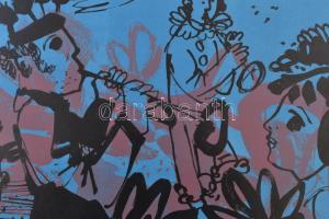 Lux Antal (1935-): Karnevál, 1967. Litográfia, papír. Jelzett. 35x47 cm