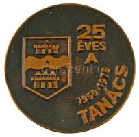 1975. 25 éves a Tanács 1950-1975 / A VI. Ker. Tanács Végrehajtó Bizottsága bronz emlékérem gravírozva (77mm) T:XF karc