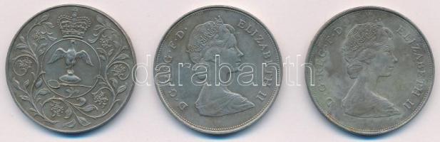 Nagy-Britannia 1977. 25p Cu-Ni "Ezüst Jubileum - II. Erzsébet" + 1981. 25p Ag "Károly...