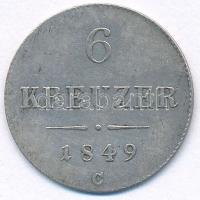 Ausztria 1849C 6kr Ag T:XF,VF patina Austria 1849C 6 Kreuzer Ag C:XF,VF patina Krause KM#2200