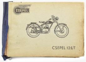 Csepel 125/T motorkerékpár használati és kezelési utasítás. Bp., [1954], Csepel Kerékpár és Mezőgazdasági Kisgép Nagykereskedelmi Vállalat, 144 p. Kiadói félvászon-kötés, szétvált, a könyvtesttől elvált borítóval, a tartalomjegyzék utolsó lapja hiányzik.