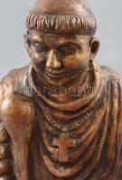 Borivó szerzetes. Nagyméretű festett gipsz szobor, kis kopással, sérült, m: 45,5 cm