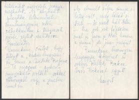 1968 Kovács Margit (1902-1977) Kossuth-díjas keramikus saját kézzel írt levele, Baksa-Soós Anna rész...