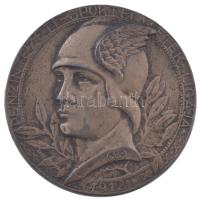 1946. "Pénzintézeti Sportegyletek Ligája 1912" ezüstözött fém díjérem, hátoldalán "A.T. (asztali tennisz) 1946. I." gravírozással (37mm) T.XF kopott ezüstözés, patina