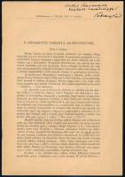 1947 Pátzay Pál: A képalkotás viszonya az építészethez. Keret és talapzat. Különlenyomat a Válasz 1947. 9. számából. Bp., Antiqua-ny., 16 p. A szerző, Pátzay Pál (1896-1979) kétszeres Kossuth-díjas szobrászművész, éremművész, a kiváló művész által Meller Simon (1875-1949) művészettörténész részére DEDIKÁLT példány.