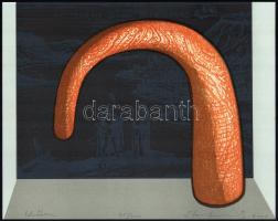 Stefanovits Péter (1947- ): Időben. Lito-ofszet, papír, jelzett, számozott (95/200), 23x29 cm. A 2001-ben megjelent In passing/Menet közben c. mappából.