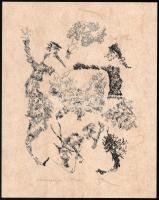 Banga Ferenc (1947-): A Duna partján. Lito-ofszet, papír, jelzett, számozott (95/200), 29x23 cm. A 2001-ben megjelent In passing/Menet közben c. mappából.