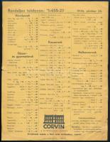 1936 CORVIN áruház kétoldalas élelmiszer árjegyzék lapja