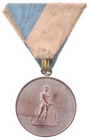 ~1920. "Terézvárosi Torna Club 1902" ezüstözött Cu kerékpáros emlékérem mellszalagon (38mm...