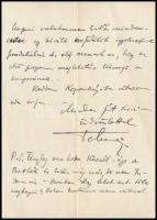 1935 Lübeck, Telmányi Emil (1892-1988) hegedűművész autográf levele Kerekes János (1913-1996) zenesz...