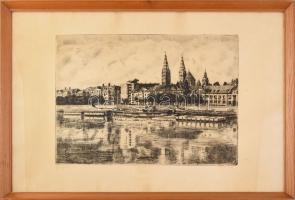 Imre István (1918-1983): Szeged. Rézkarc, papír, jelzett. Üvegezett fakeretben, 29,5×39 cm