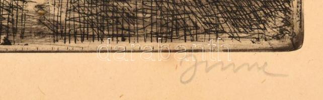 Imre István (1918-1983): Szeged. Rézkarc, papír, jelzett. Üvegezett fakeretben, 29,5×39 cm