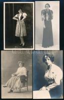 cca 1910-1938 Divatos hölgyekről készült 8 db képeslap méretű fotó