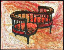 Kovács Péter Balázs (1955-): Conference. Lito-ofszet, papír, jelzett, számozott (95/200), 23x29 cm. A 2001-ben megjelent In passing/Menet közben c. mappából.