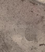 1830 Kétrészes ón keresztelő készlet, jelzéssel, tálon TM monogrammal, sérüléssel, d: 29 cm, m: 26 c...