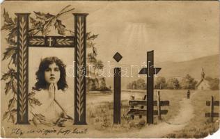 1906 Hit - Szecessziós vallási képeslap / Faith - Art Nouveau religious postcard (EM)