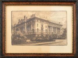 Franke, Rupert (Franke Ruppert; 1888-1971): Budapest, Magyar Nemzeti Bank (Szabadság tér). Rézkarc, ...