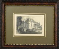 Jelzés nélkül: Budapest, Magyar Nemzeti Bank (Szabadság tér). Rézkarc, papír. Üvegezett fakeretben, ...