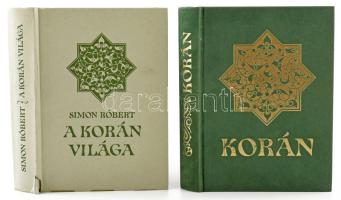 Korán. Ford.: Simon Róbert. + Simon Róbert: A Korán világa. Bp., 1987, Helikon. Kiadói aranyozott bá...