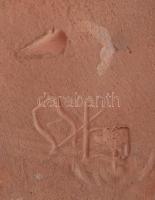 2 darab kerámia túrázó fiú figura, jelzésekkel, kopással, m: 12-16,5 cm