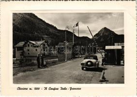 1952 Claviere, Il Confine Italo-Francese / Italian-French border, automobile (EK)