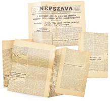 1956 6 db forradalmi újság: Magyar Honvéd, Magyar Függetlenség, Magyar Nemzet, Népszava, Szabad Nép