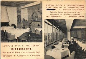 Roma, Rome; Ristorante Cosmopolis. Via Tuscolana N. 695. / restaurant interior and advertisement (EK...
