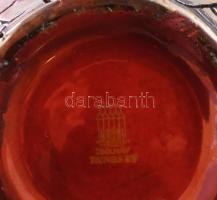 Zsolnay repesztett ökörvér színű eozin mázas porcelán váza, jelzett, 1960 körül, kis mozaikdarab-hiá...