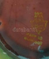 Zsolnay eozin mázas ékszertartó, kis mázkopással, pajzspecsétes, m: 9,5 cm, ritka!