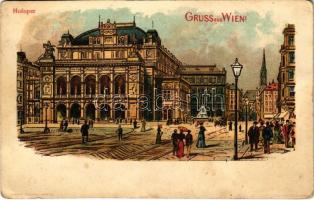 Wien, Vienna, Bécs; Hofoper / Opera. Art Nouveau, litho (creases)
