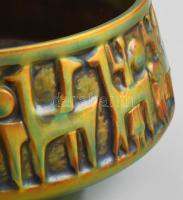 Zsolnay eozin mázas kaspó, Kovács István terv. Jelzett, hibátlan, pajzspecsétes, d: 20,5 cm, m: 10,5...